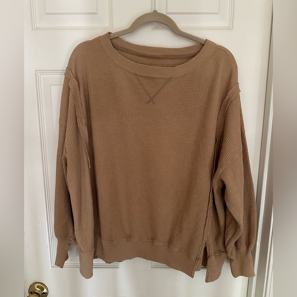 American Eagle Outfitters Tan Waffle Knit Sweater